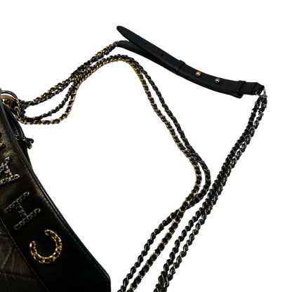 Used CHANEL Quilted Calfskin Gabrielle Hobo Shoulder Bag Black