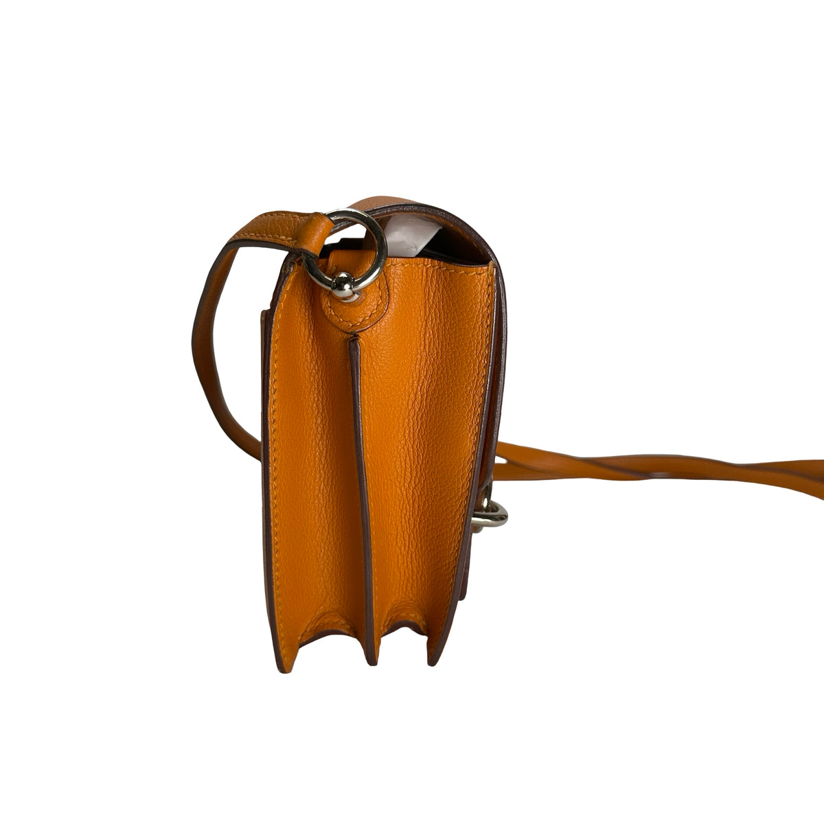 Used HERMES Leather Mini Roulis Crossbody Bag Orange