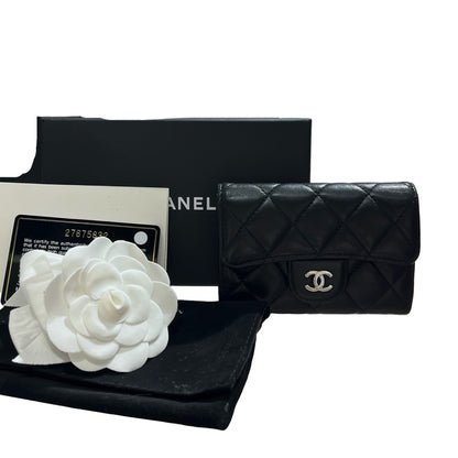 Used Chanel Lambskin Wallet Black PHW
