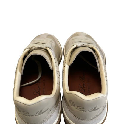 Brand New LORO PIANA SUEDE LEATHER PERFORATED SUEDE LP SNEAKER Sneakers WHITE GUM SOLE