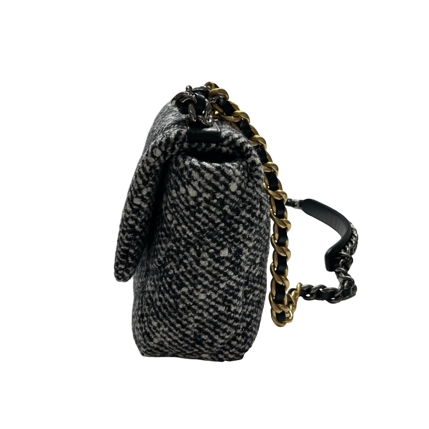 Used CHANEL Tweed Chanel 19 Handbag Black White