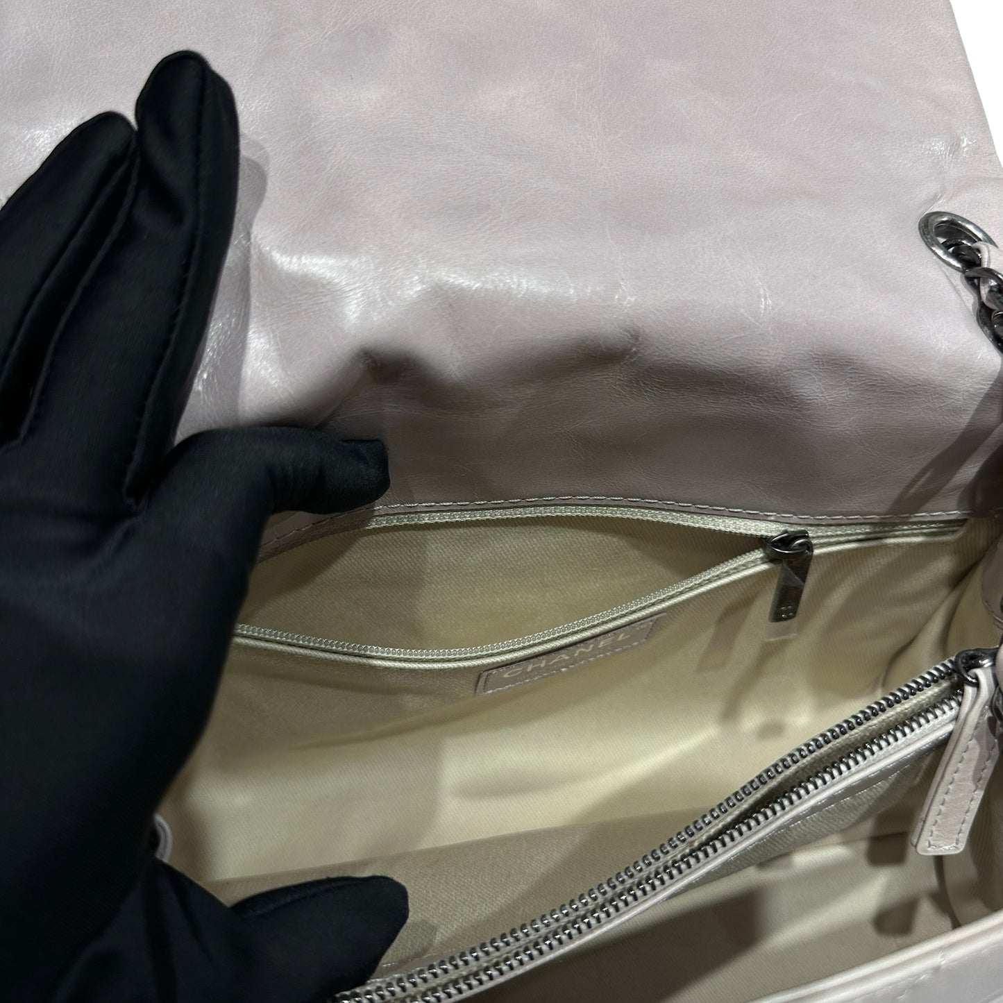 Used CHANEL Flap Chain Shoulder Bag Grey