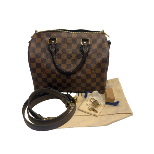 Brand New LOUIS VUITTON Damier Ebene Speedy 25 Handbag Brown，GHW