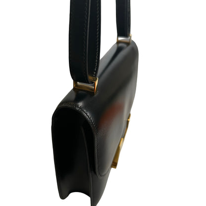 Used HERMES Box Calfskin Constance 24 Shoulder Bag Black Gold