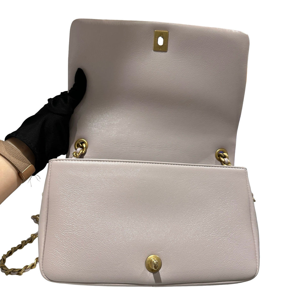 Used CHANEL Quilted Caviar 20B small fashion therapy flap bag Chain Shoulder Bag Light Purple