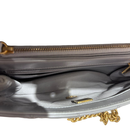 Used CHANEL Lambskin 22K all slide adjustable small flap bag Cross body bag Grey