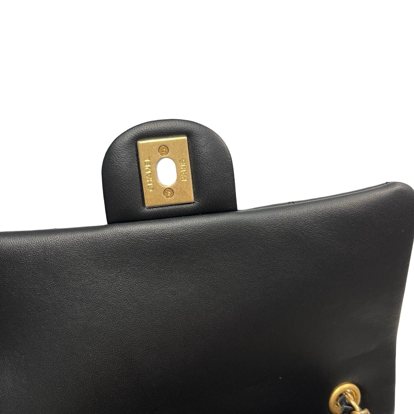 Used CHANEL Quilted Lambskin Mini Flap Bag Chain Shoulder Bag Black GHW