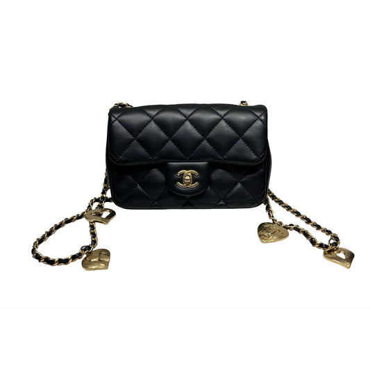 Used CHANEL Mini flap 17cm Chain Shoulder Bag Black GHW