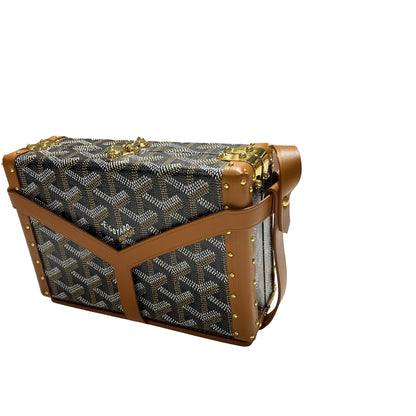 Used GOYARD Goyardine Minaudiere Crossbody Bag Black Brown