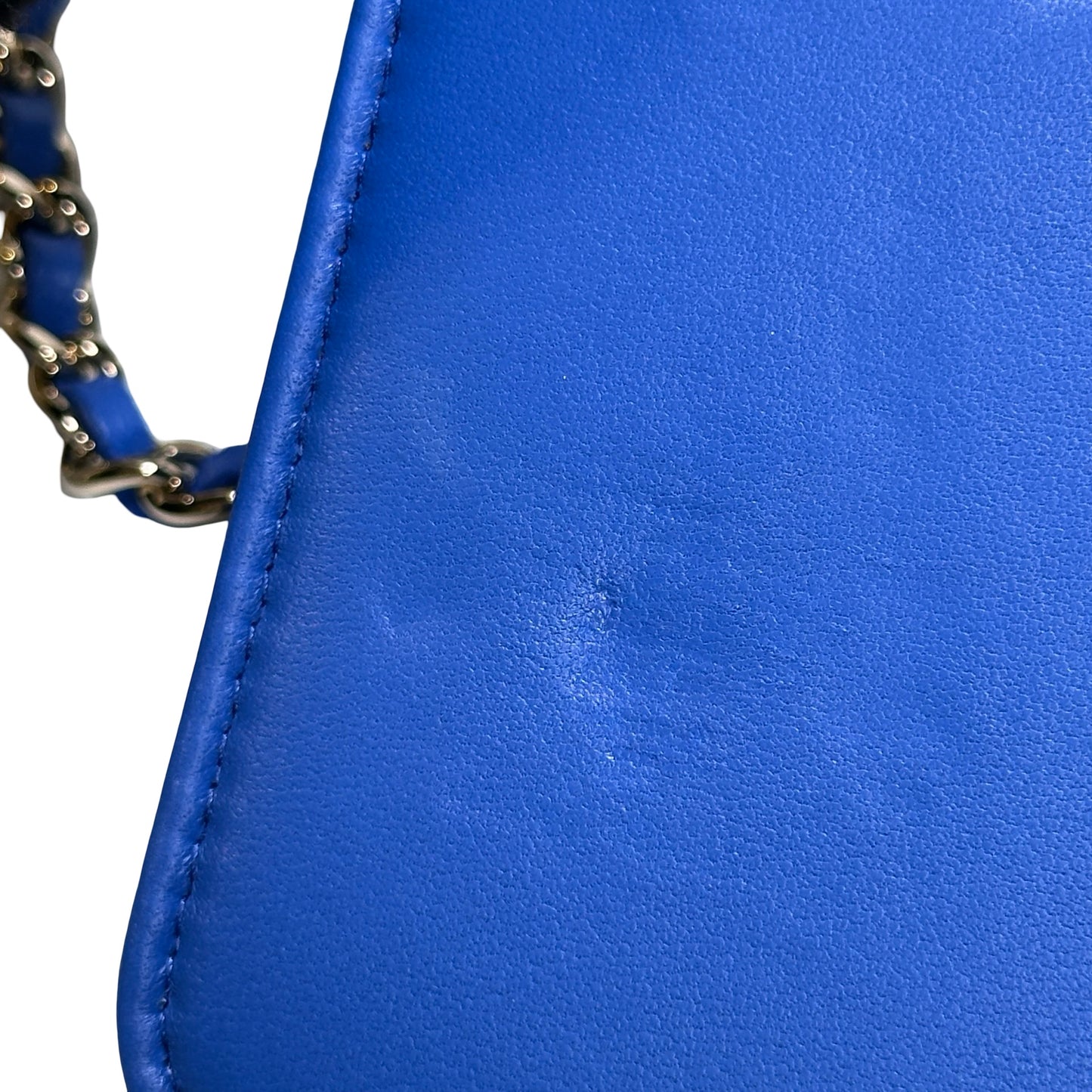 Used Chanel Lambskin Leather WOC Chain Shoulder Bag Navy Blue GHW