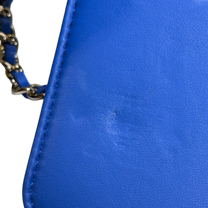 Used Chanel Lambskin Leather WOC Chain Shoulder Bag Navy Blue GHW