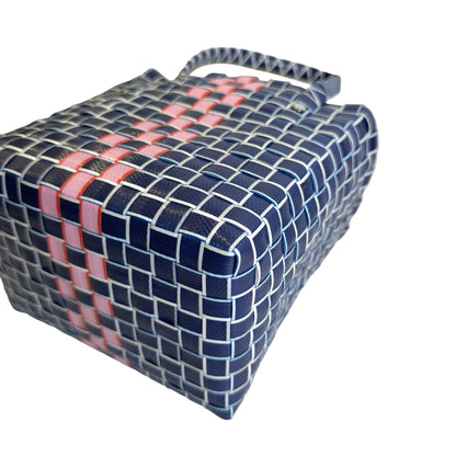 Used MARNI Woven Market Bag Tote Bag Blue Pink White
