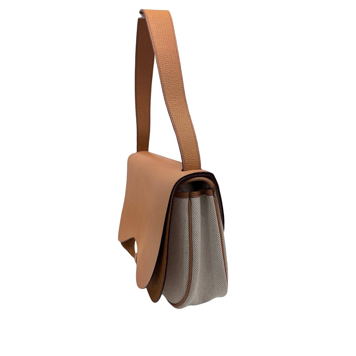 Used HERMÈS Shoulder Bag Brown White PHW