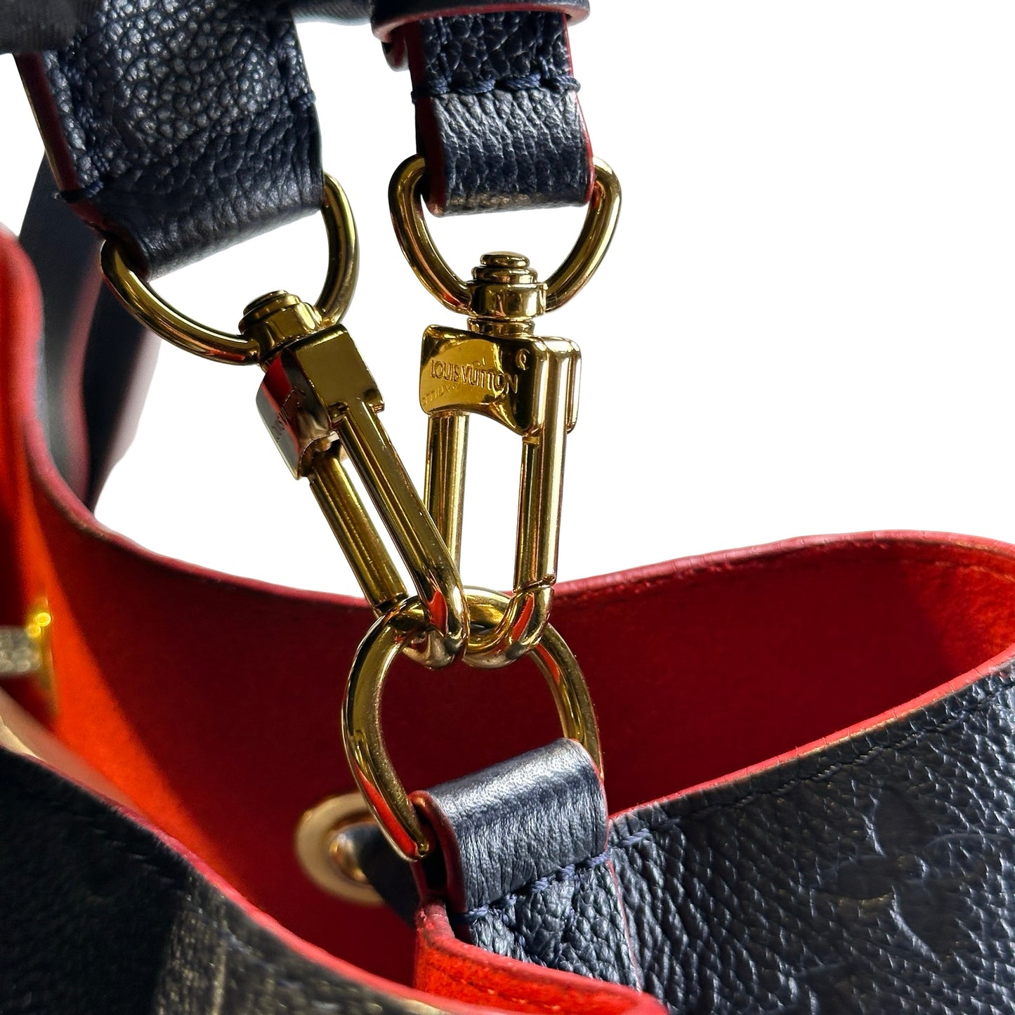 Used LOUIS VUITTON Monogram Empreinte NéoNoé Bucket Bag Navy Blue