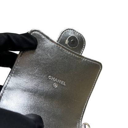 Used CHANEL Quilted Metallic Quilted Phone Bag Phone Bag Ombre Silver Gold Purple