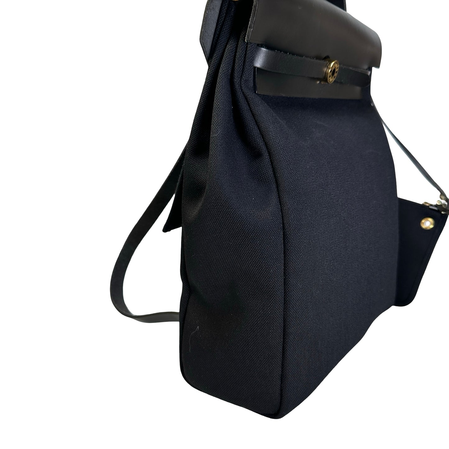 Used HERMES Canvas Leather Herbag A Dos Zip Retourne Backpack Black
