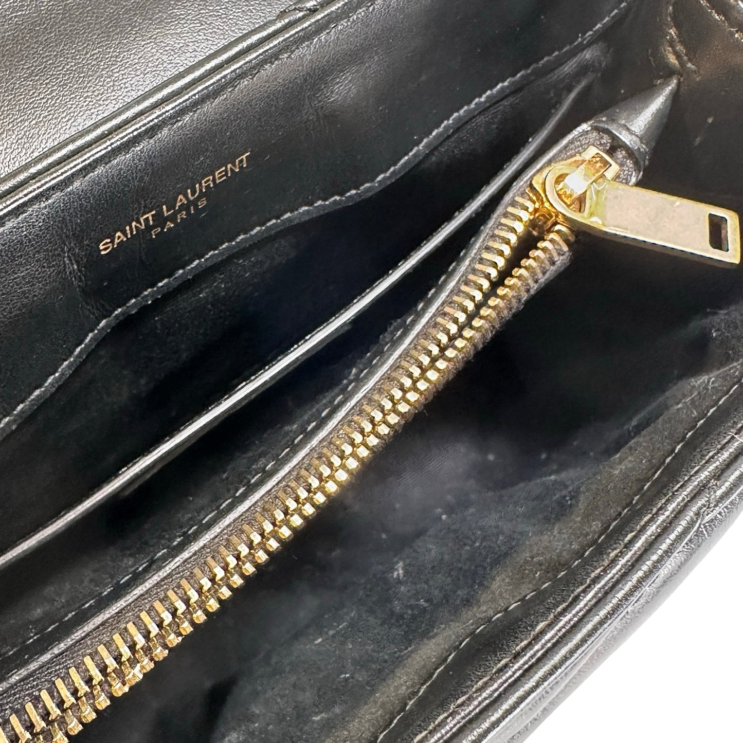Used YVES SAINT LAURENT Lambskin Loulou Shoulder Bag Black GHW