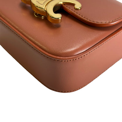 Used CELINE Leather Triomphe Teen Crossbody Bag Brown