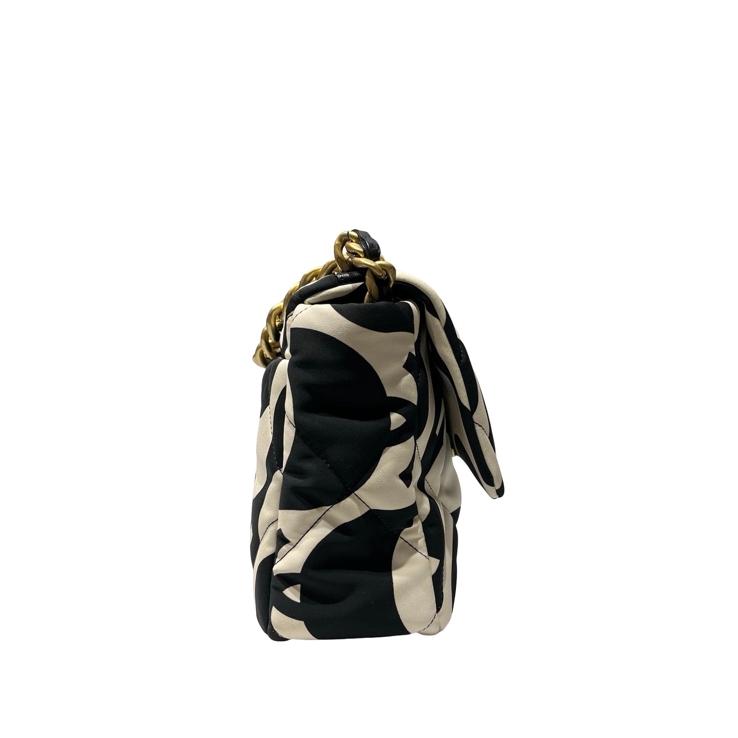 CHANEL 19 Medium Shoulder Bag Black GHW White