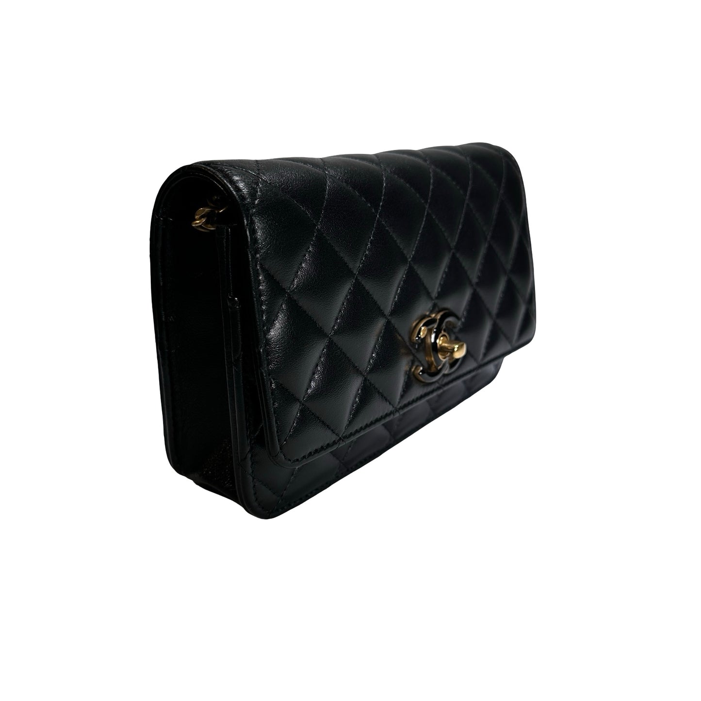 Used CHANEL Quilted Lambskin Wallet on chain Wallet on chain Black GHW