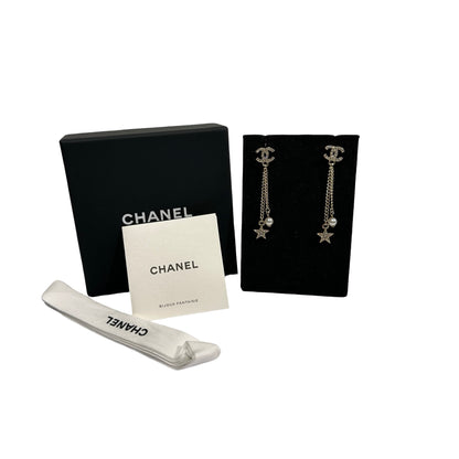 Used CHANEL Star Pendant Earrings Accessories GHW