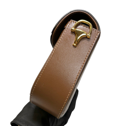 Used GUCCI GG CANVAS PVC Horsebit 1955 mini shoulder Shoulder Bag Brown GHW