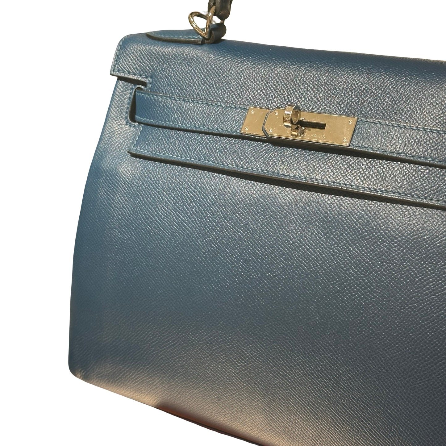 HERMÈS Kelly 28 Two Way Shoulder Bag Blue PHW