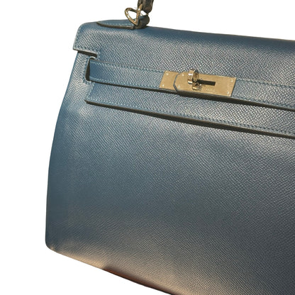 HERMÈS Kelly 28 Two Way Shoulder Bag Blue PHW