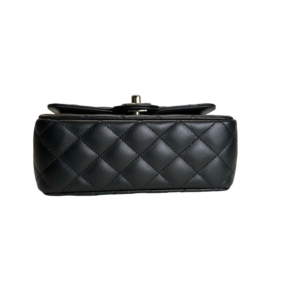 Used CHANEL Quilted Leather Mini Flap Bag with Top Handle Handbag Black