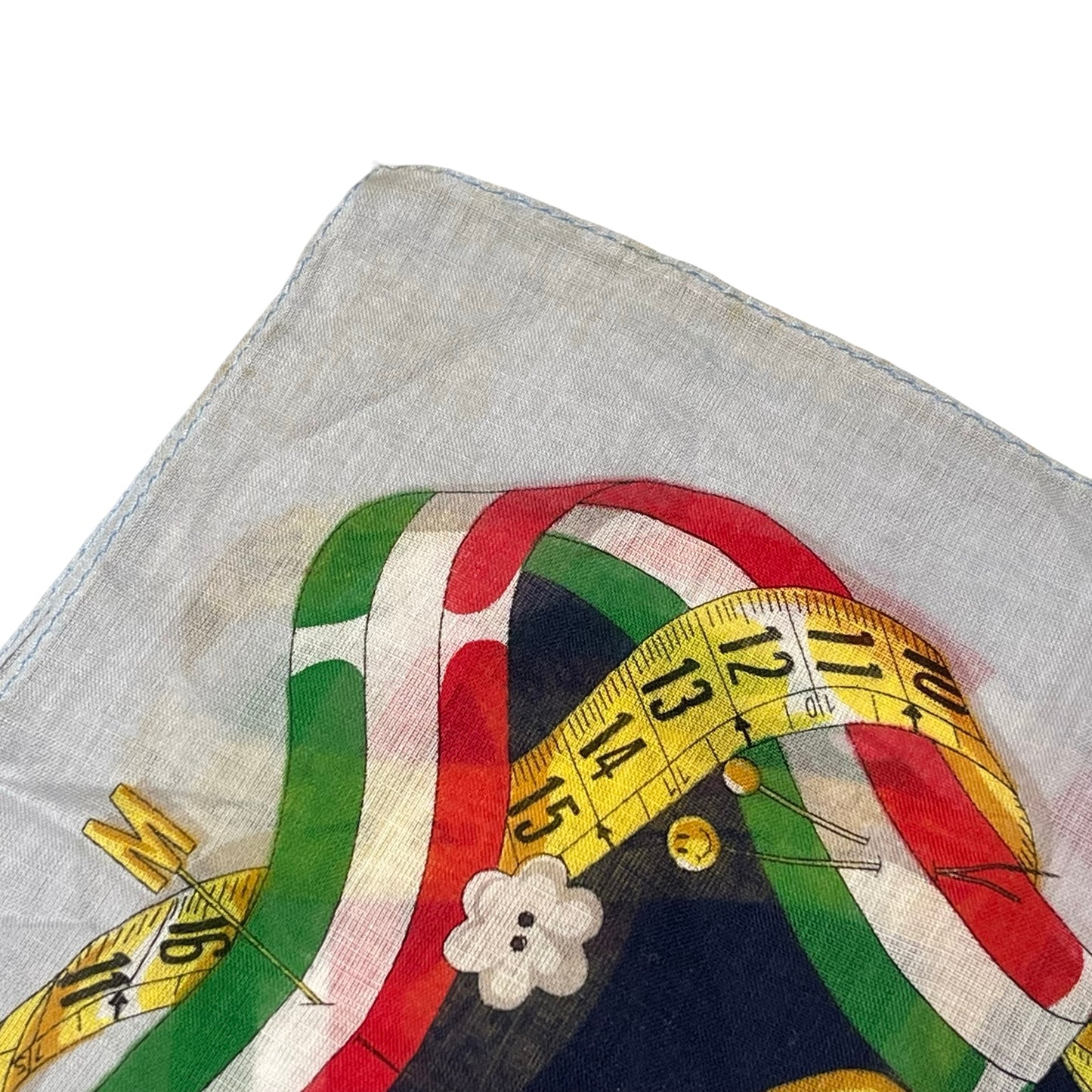 Used MOSCHINO Cotton Tailoring Square Scarf White Navy Yellow Scarf