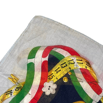 Used MOSCHINO Cotton Tailoring Square Scarf White Navy Yellow Scarf
