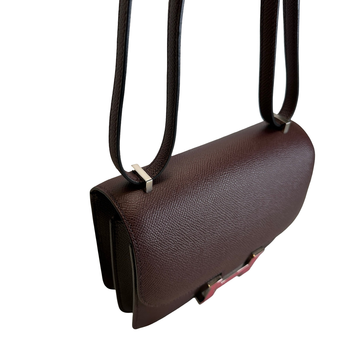 Used HERMES Epsom Mini Constance Crossbody Bag Rouge