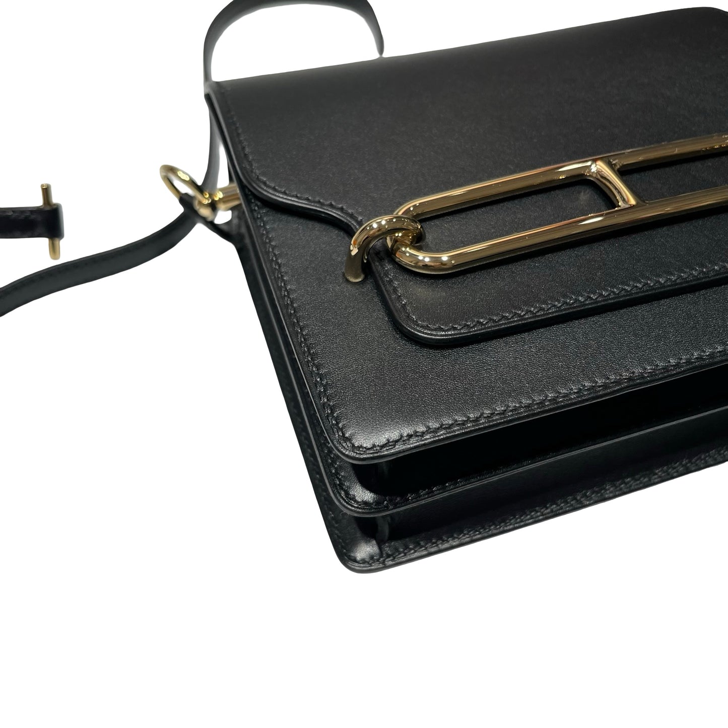 Unused HERMÈS MINI ROULIS Cross Body Bag Black GHW