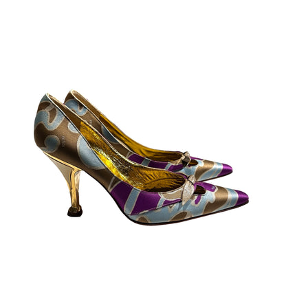 Used Fendi Heels Heels Gold Beige Purple Blue