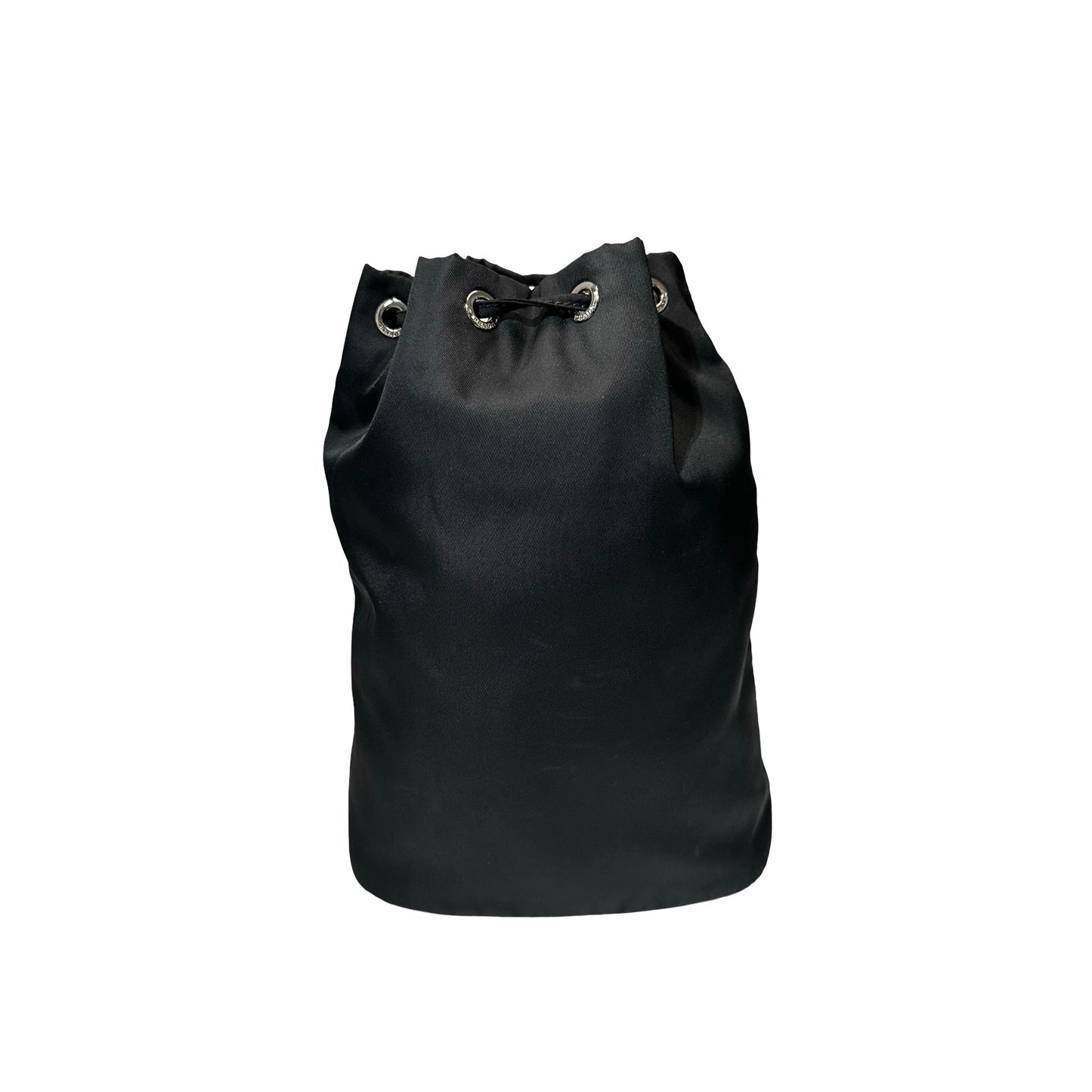Used PRADA Nylon Re-Nylon Pouch Bucket Bag Black PHW