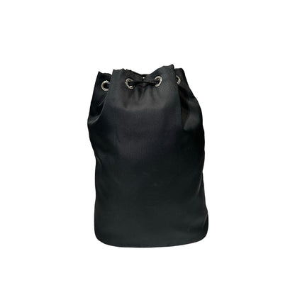 Used PRADA Nylon Re-Nylon Pouch Bucket Bag Black PHW