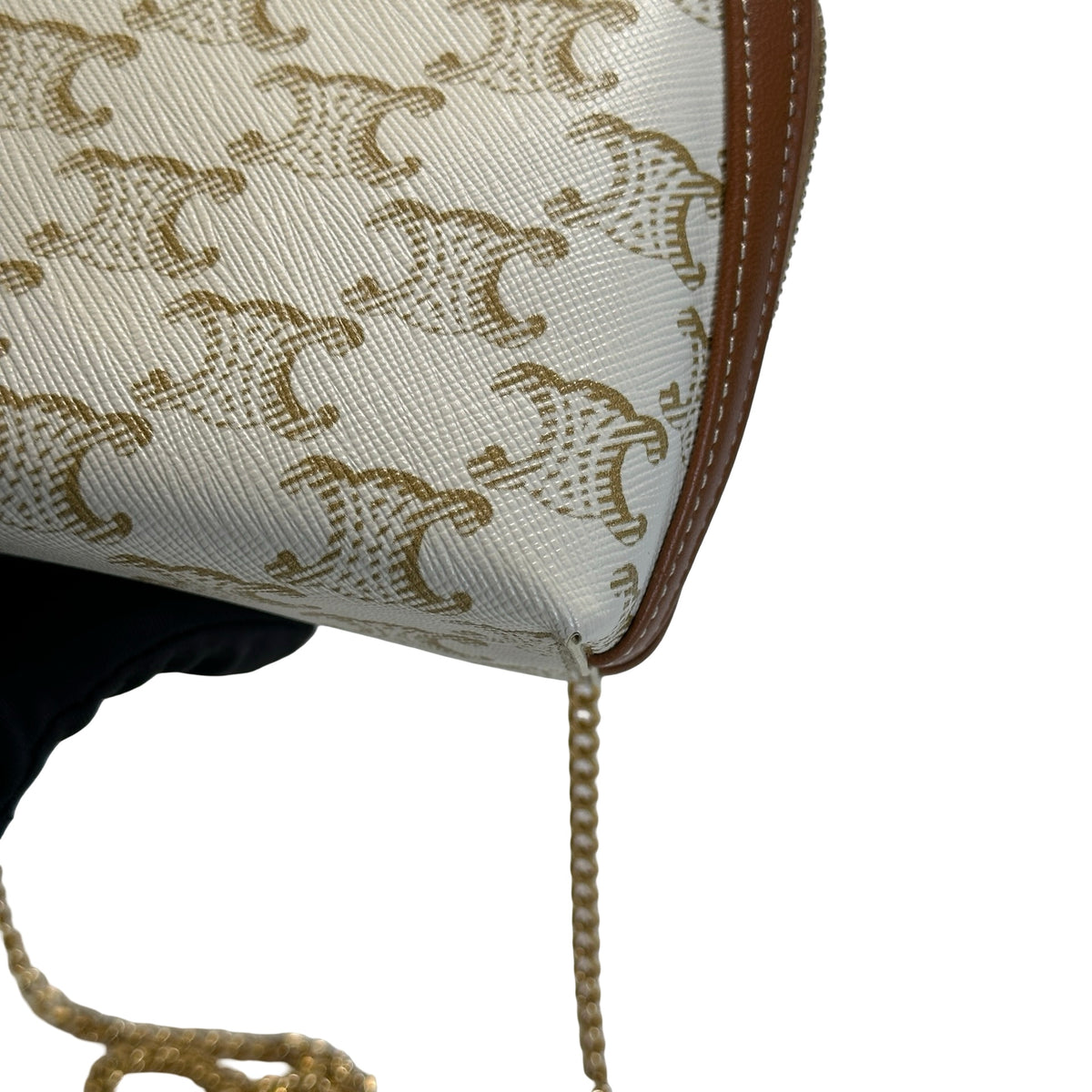 Used CELINE Canvas Cross body bag Brown White GHW
