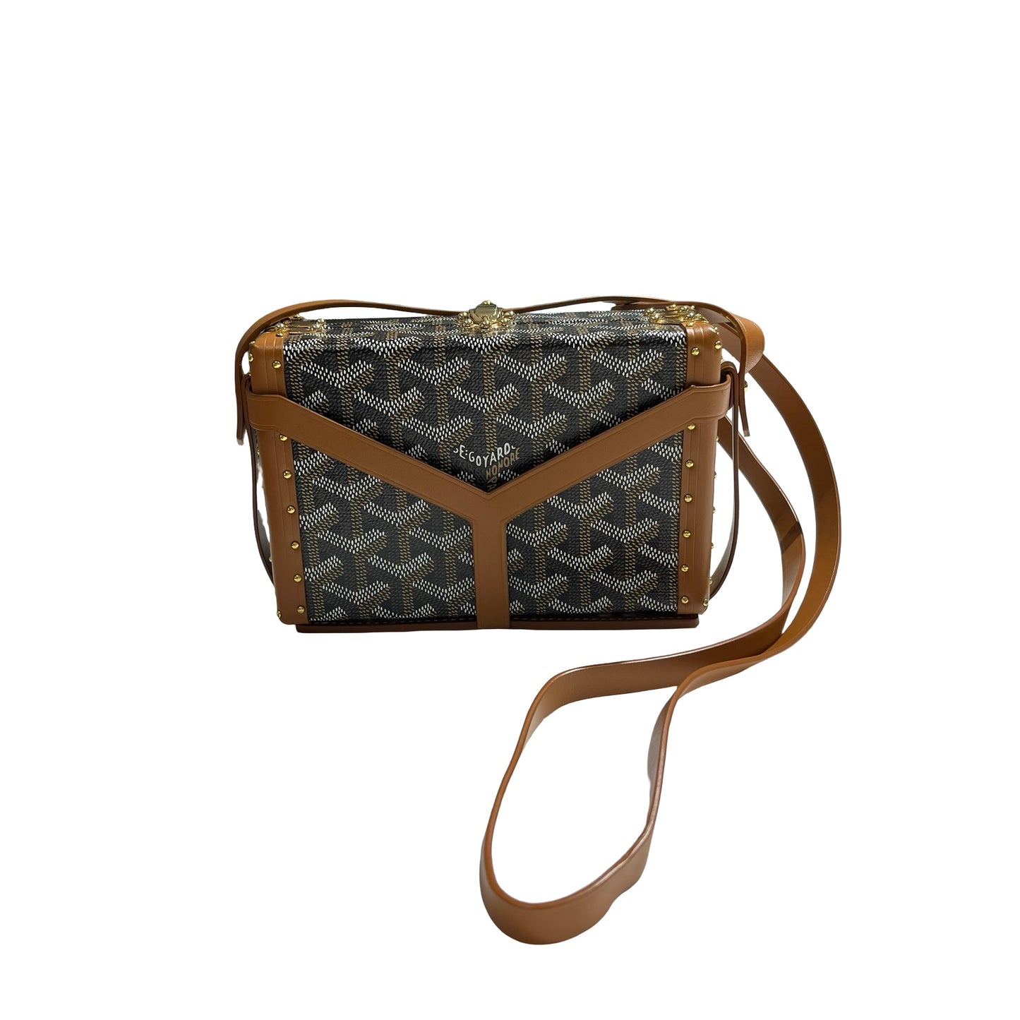 Used GOYARD Goyardine Minaudiere Crossbody Bag Black Brown