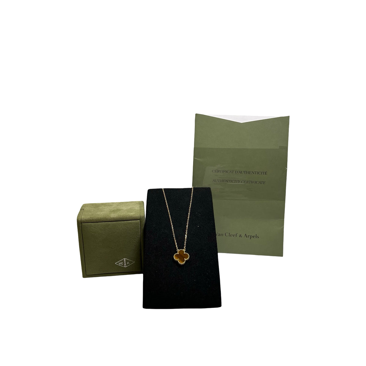 Used VAN CLEEF & ARPELS Tiger's Eye Vintage Alhambra Necklace Gold Brown
