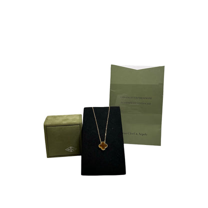 Used VAN CLEEF & ARPELS Tiger's Eye Vintage Alhambra Necklace Gold Brown