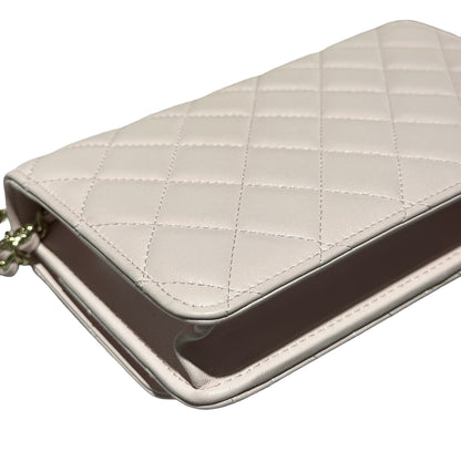 Used CHANEL Lambskin Leather WOC Cross Body Bag Pink GHW