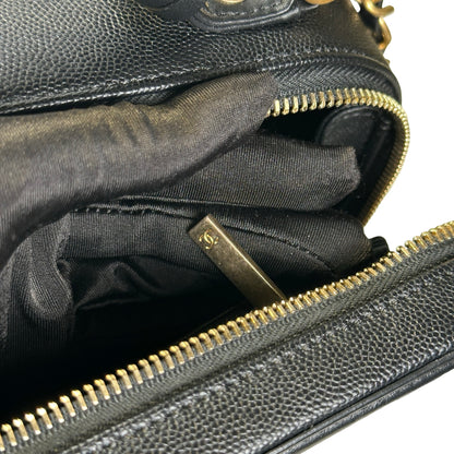 Used CHANEL Quilted Caviar CC Filigree Vanity Case Vanity case Black