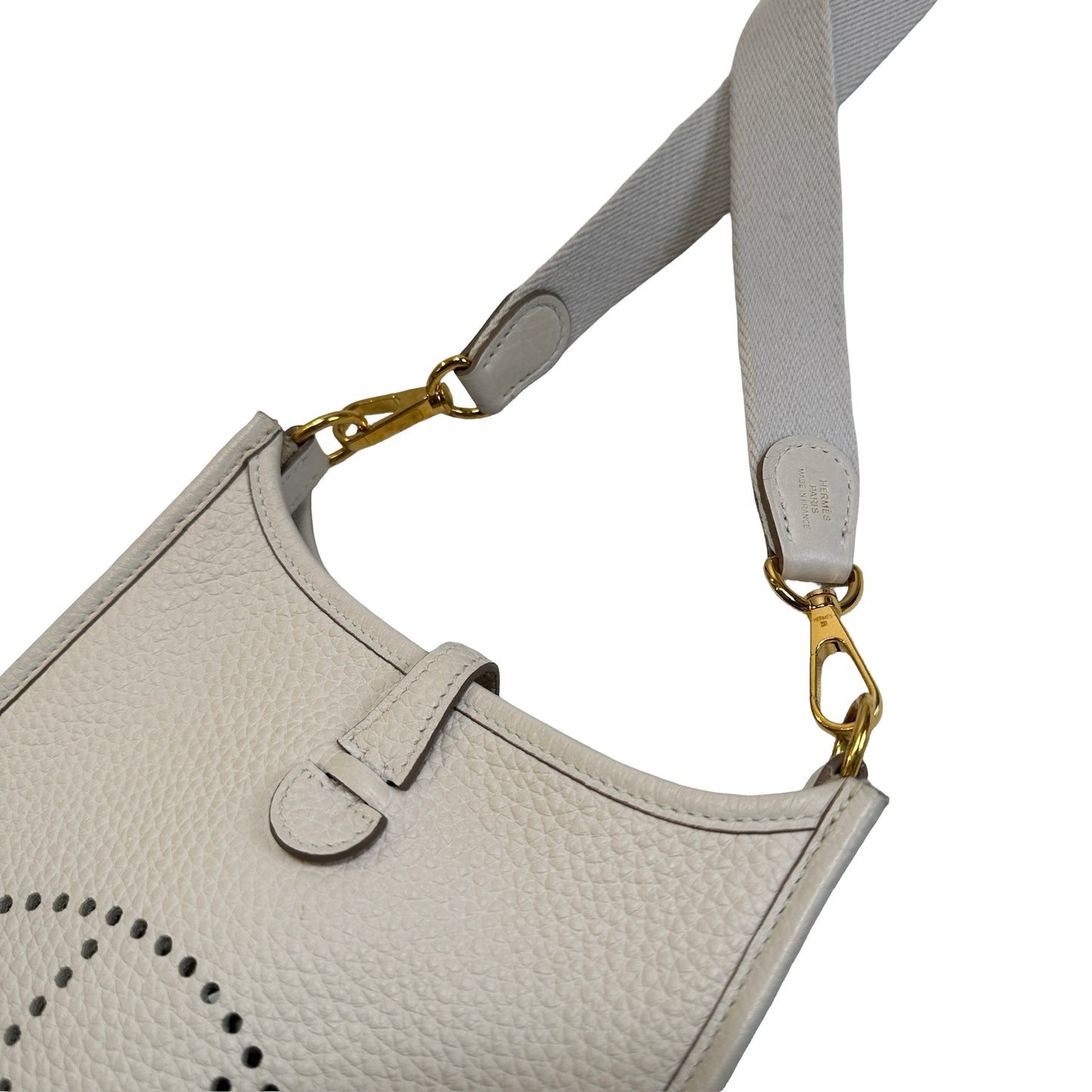 Used HERMES Clemence Leather Evelyne Cross body bag Craie