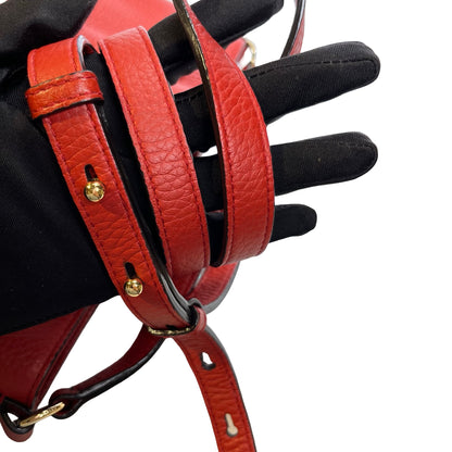 Used BALLY Leather Drawstring Bucket Bag Bucket Bag Red GHW