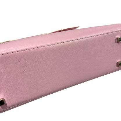 Used DELVAUX Calfskin Leather Tempete MM Shoulder Bag Pink GHW