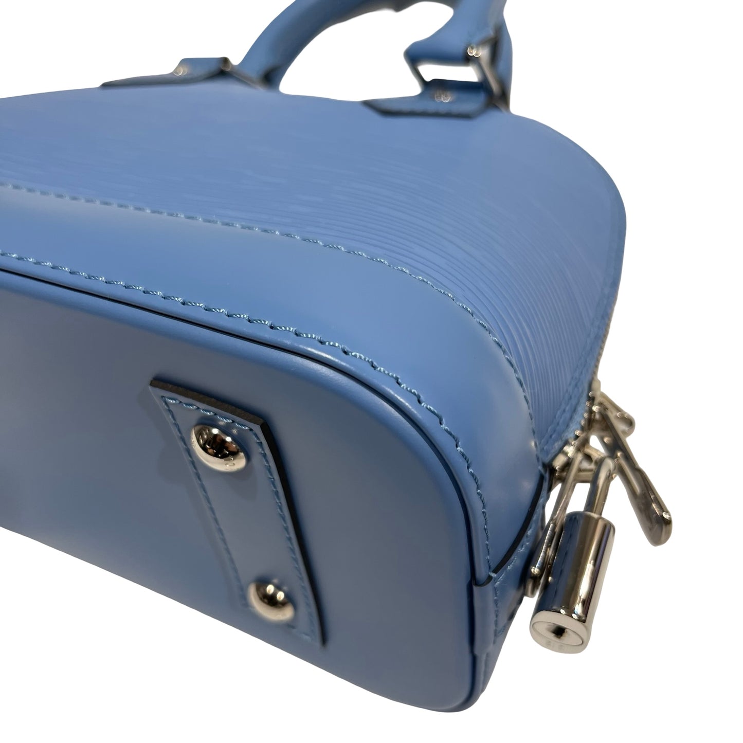 Used LOUIS VUITTON Calfskin Leather Alma Two Way Shoulder Bag PHW Blue