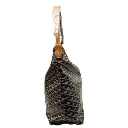 Unused Goyard Canvas Calfskin Leather Hobo Bag Brown PHW