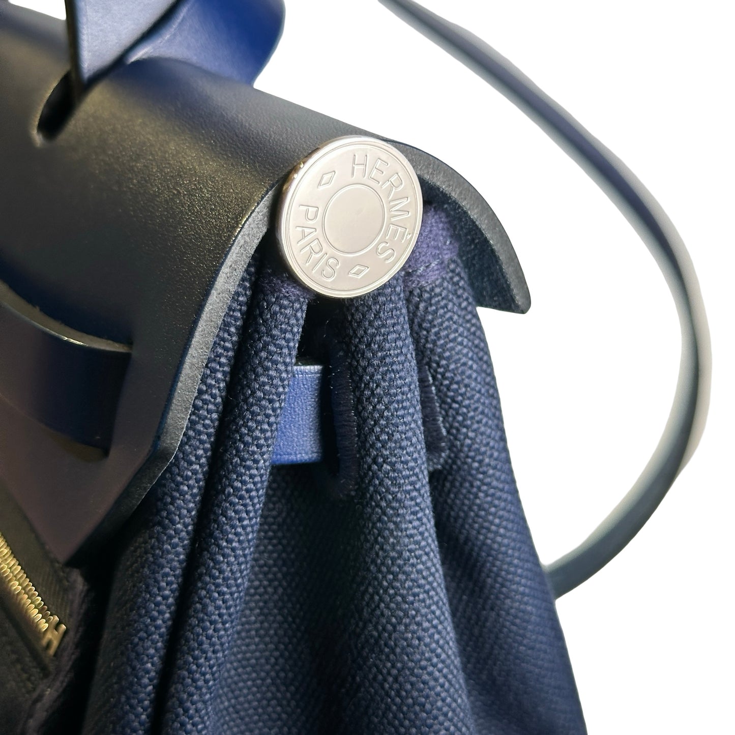 Used HERMES Canvas Leather Herbag 31 Handbag Navy PHW