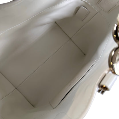 Used DIOR Lambskin Toujours Basket Bag White GHW