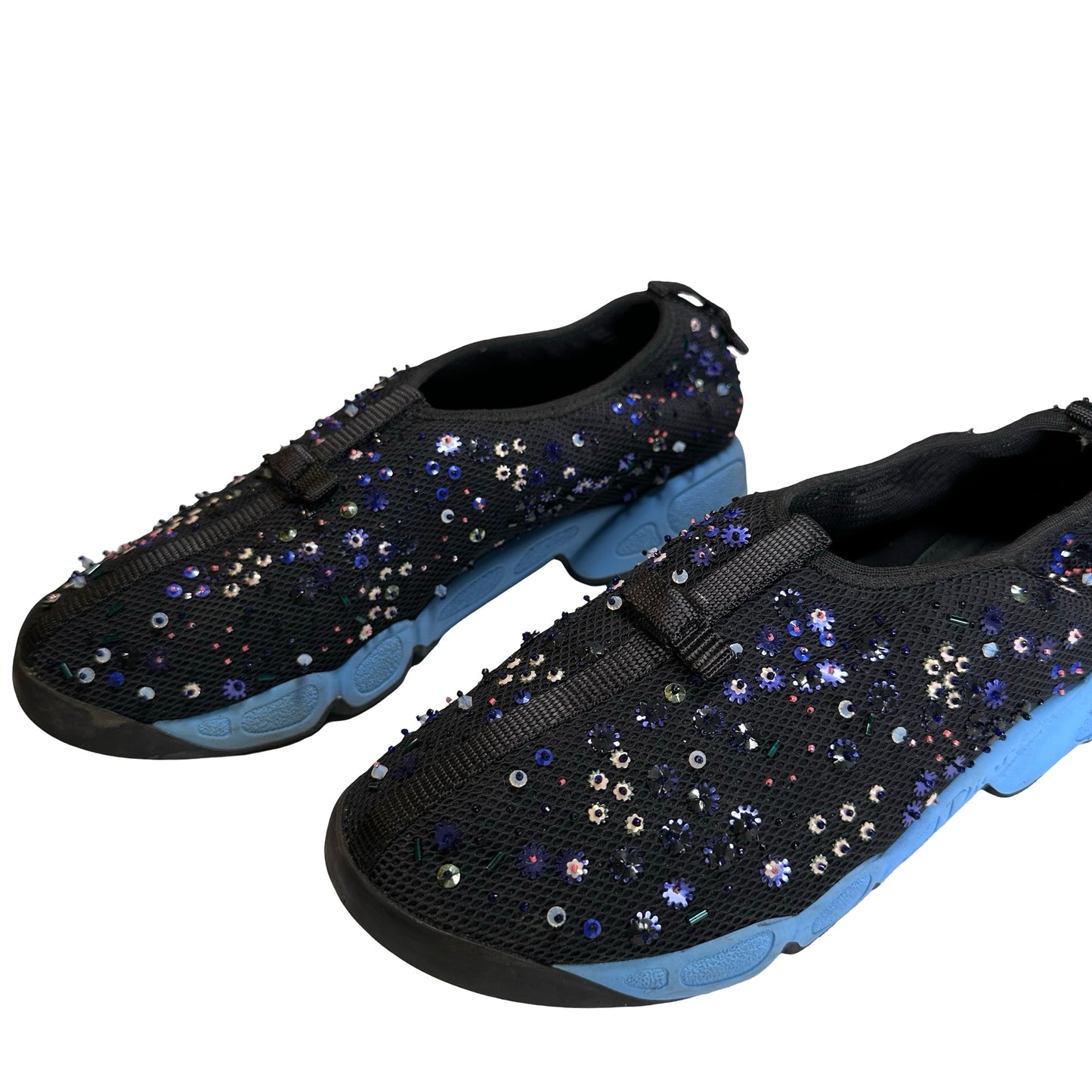 Used DIOR Mesh Embellished Fusion Sneakers Black Blue